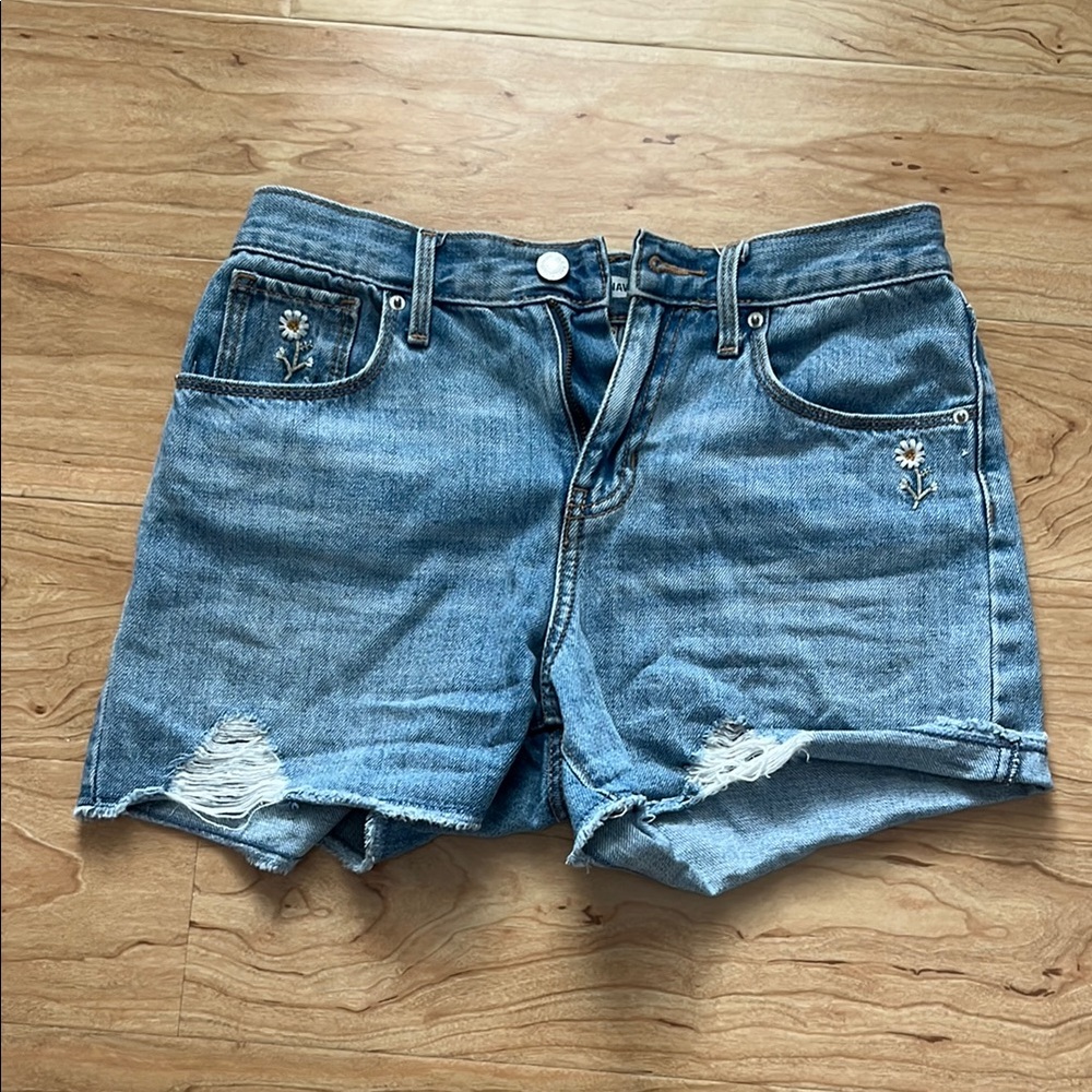 Denim Embroidered Shorts